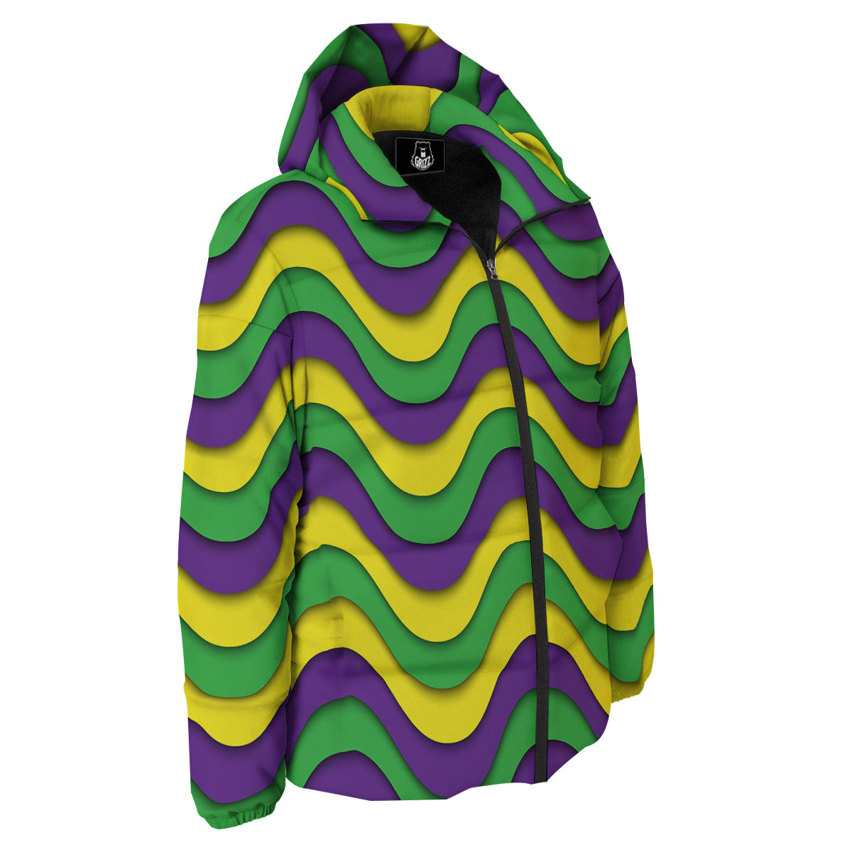 Wave Mardi Gras Print Pattern Down Jacket-grizzshop