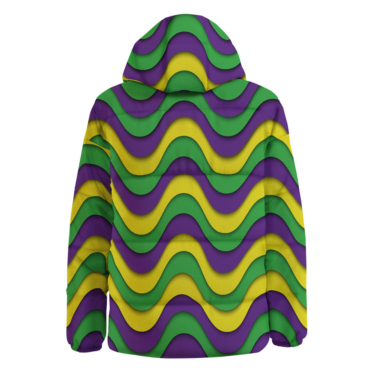 Wave Mardi Gras Print Pattern Down Jacket-grizzshop