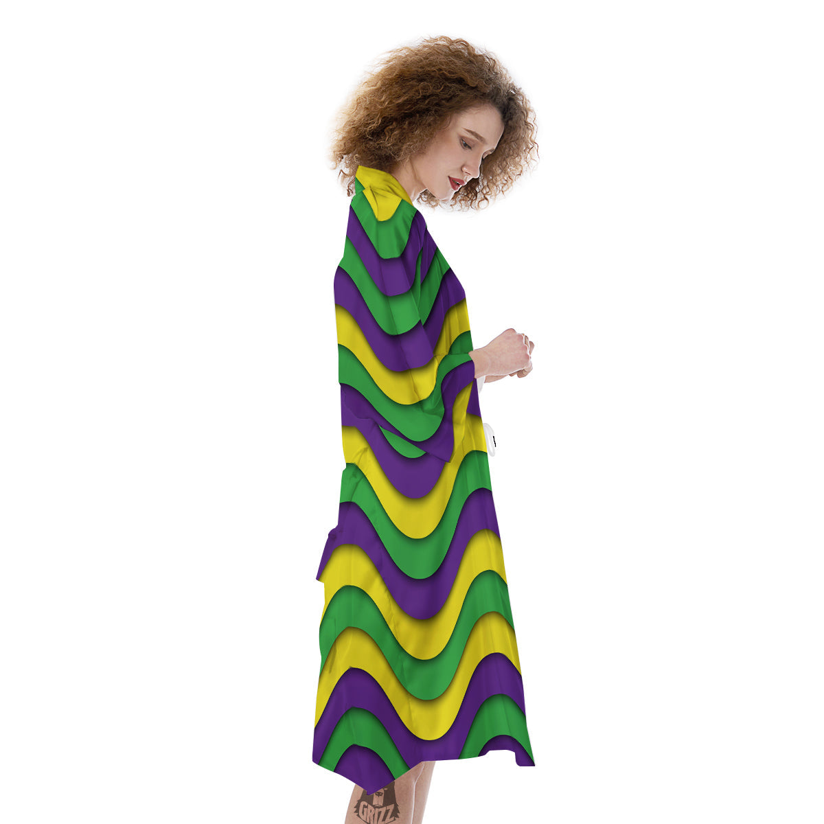 Wave Mardi Gras Print Pattern Kimono-grizzshop