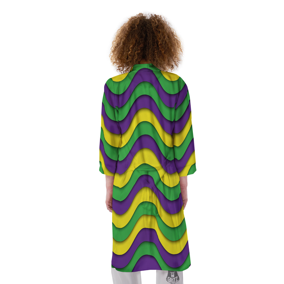 Wave Mardi Gras Print Pattern Kimono-grizzshop