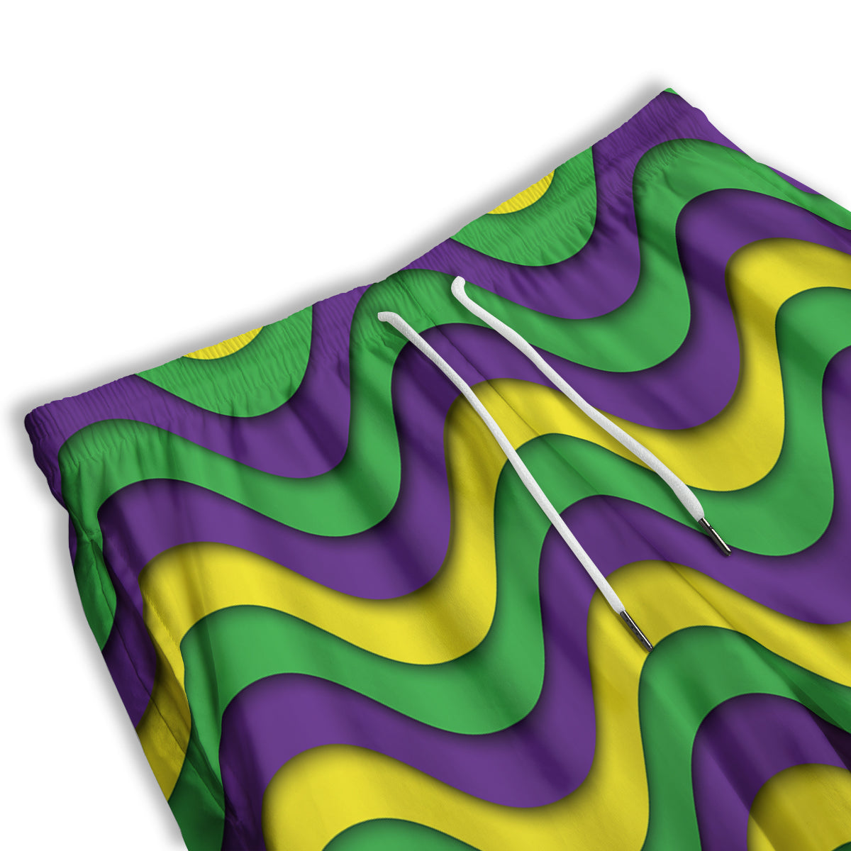 Wave Mardi Gras Print Pattern Men's Athletic Shorts
