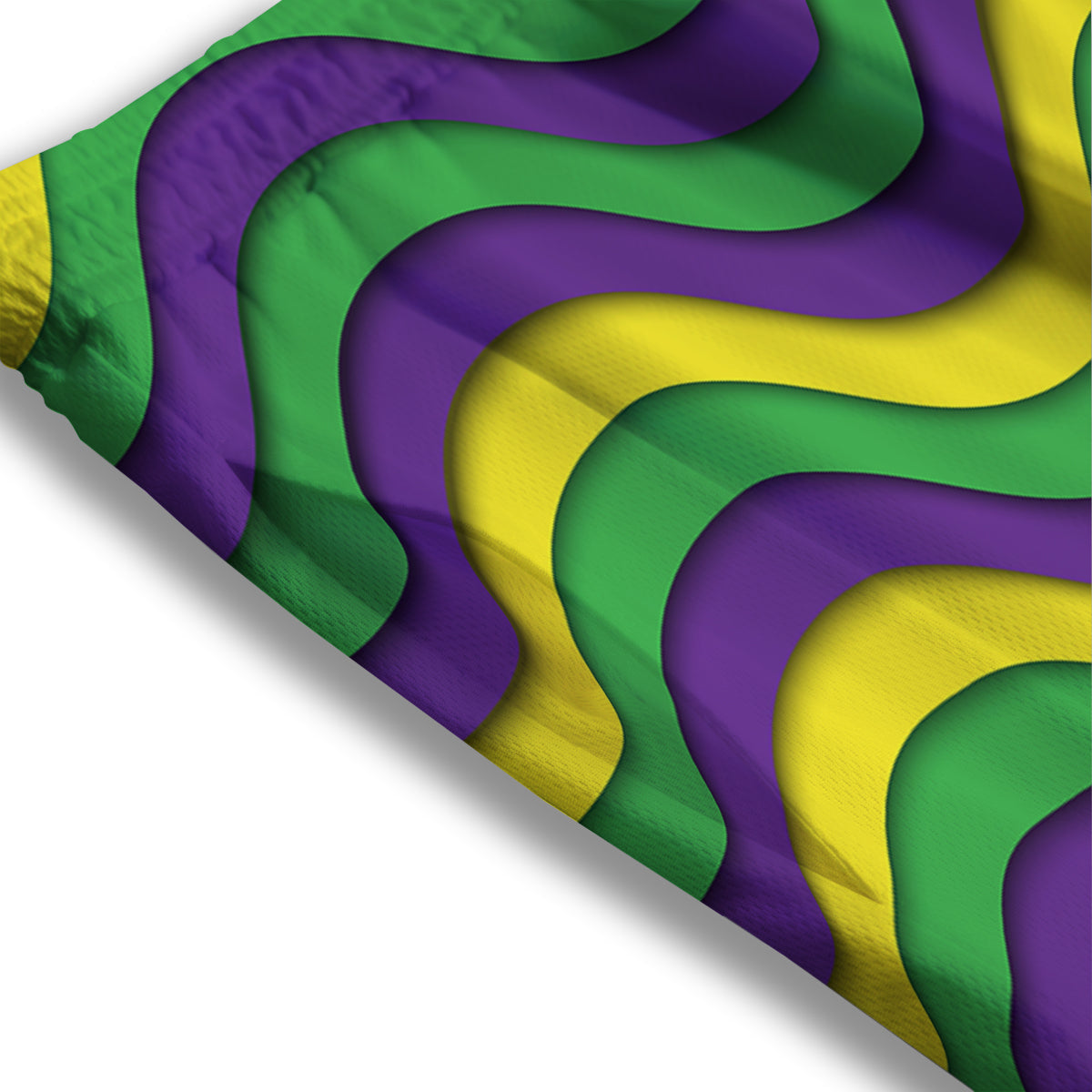 Wave Mardi Gras Print Pattern Mesh Shorts