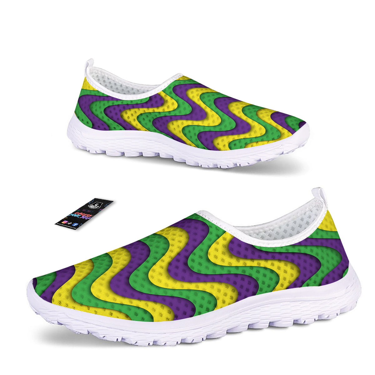 Wave Mardi Gras Print Pattern Nurse Shoes-grizzshop