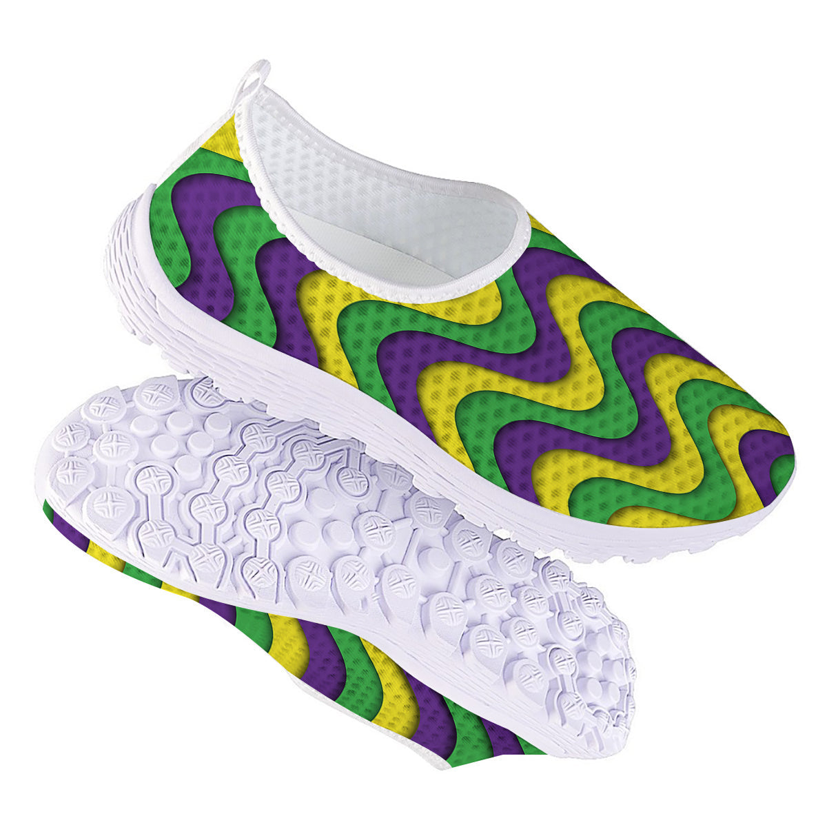 Wave Mardi Gras Print Pattern Nurse Shoes-grizzshop