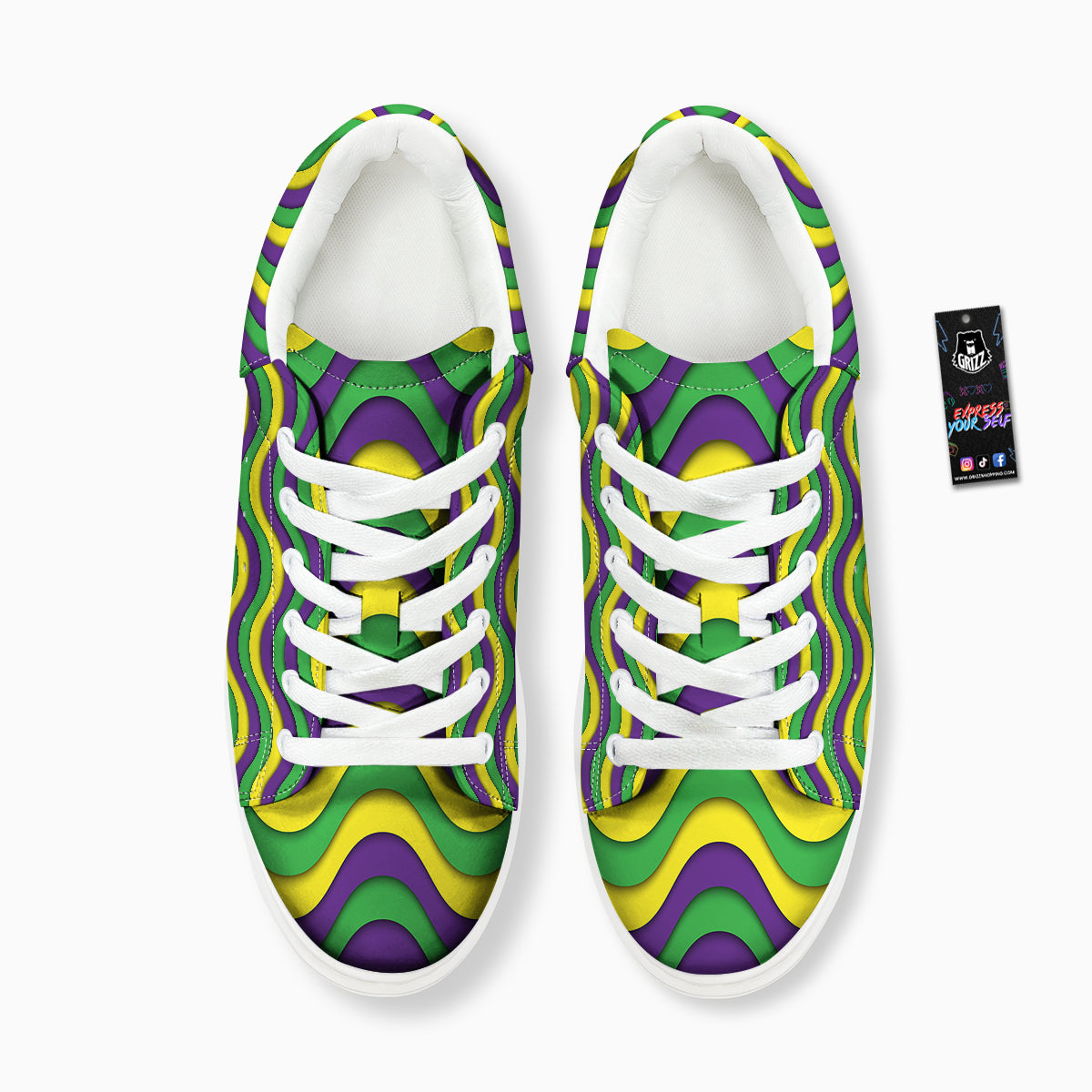 Wave Mardi Gras Print Pattern Platform Shoes-grizzshop
