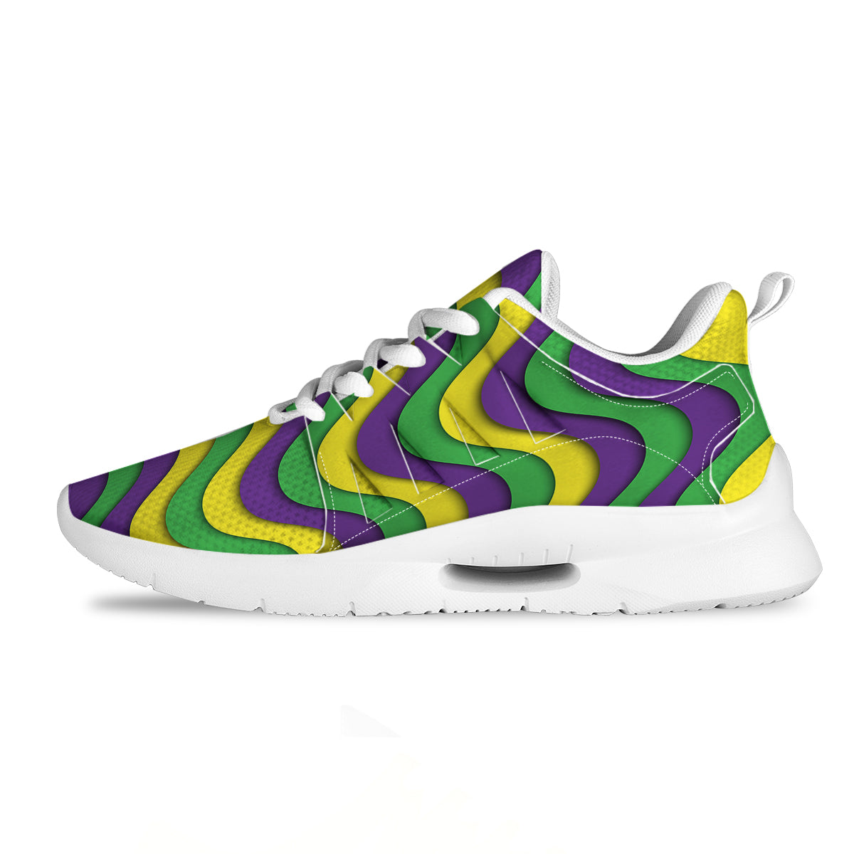 Wave Mardi Gras Print Pattern Tennis Shoes-grizzshop