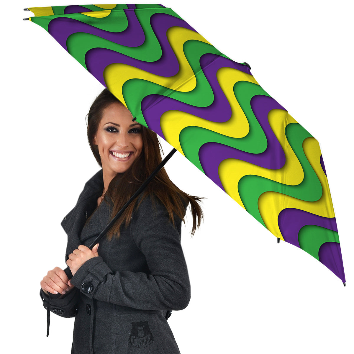 Wave Mardi Gras Print Pattern Umbrella-grizzshop