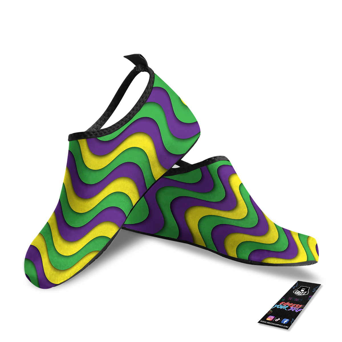 Wave Mardi Gras Print Pattern Water Shoes-grizzshop