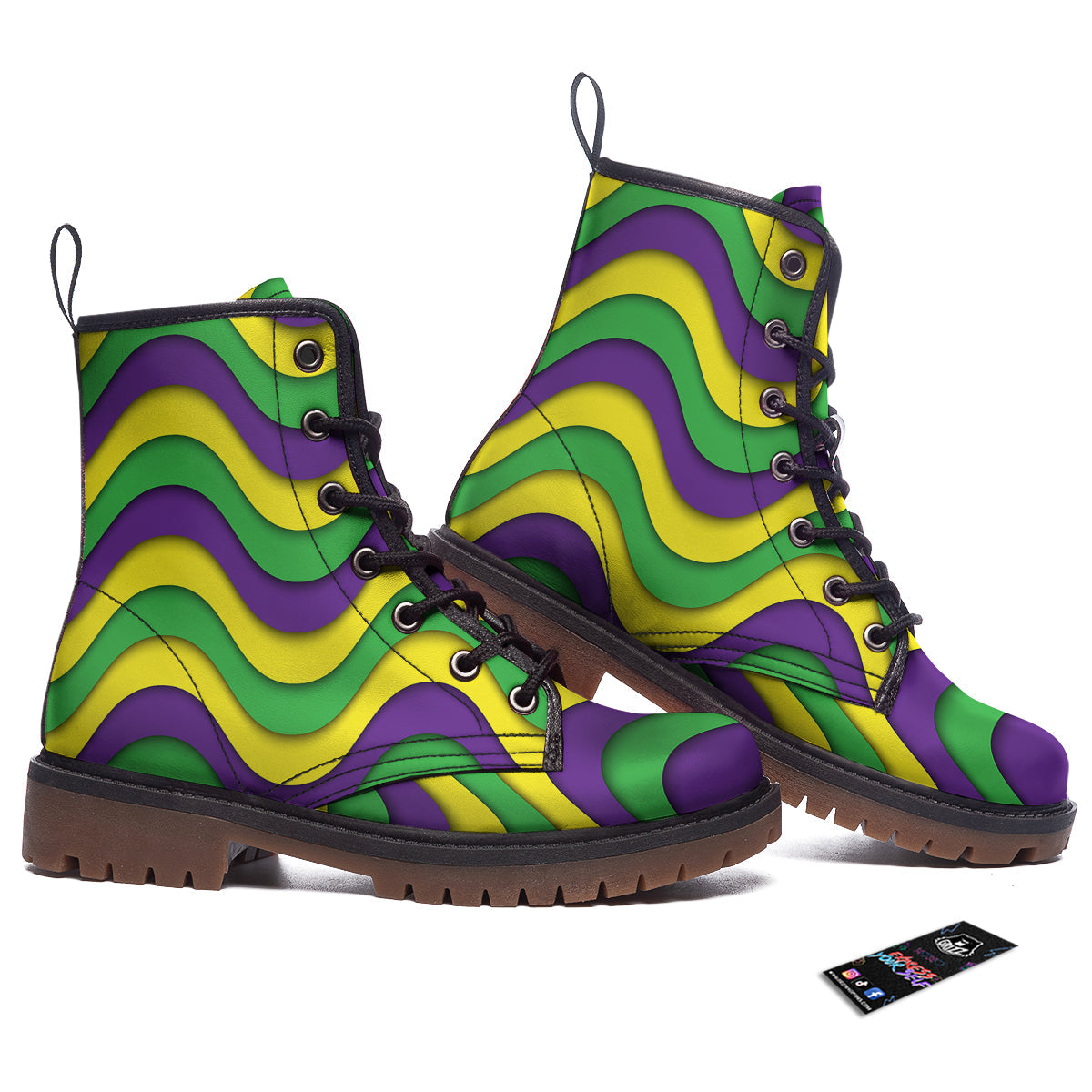 Wave Mardi Gras Print Pattern Work Boots-grizzshop
