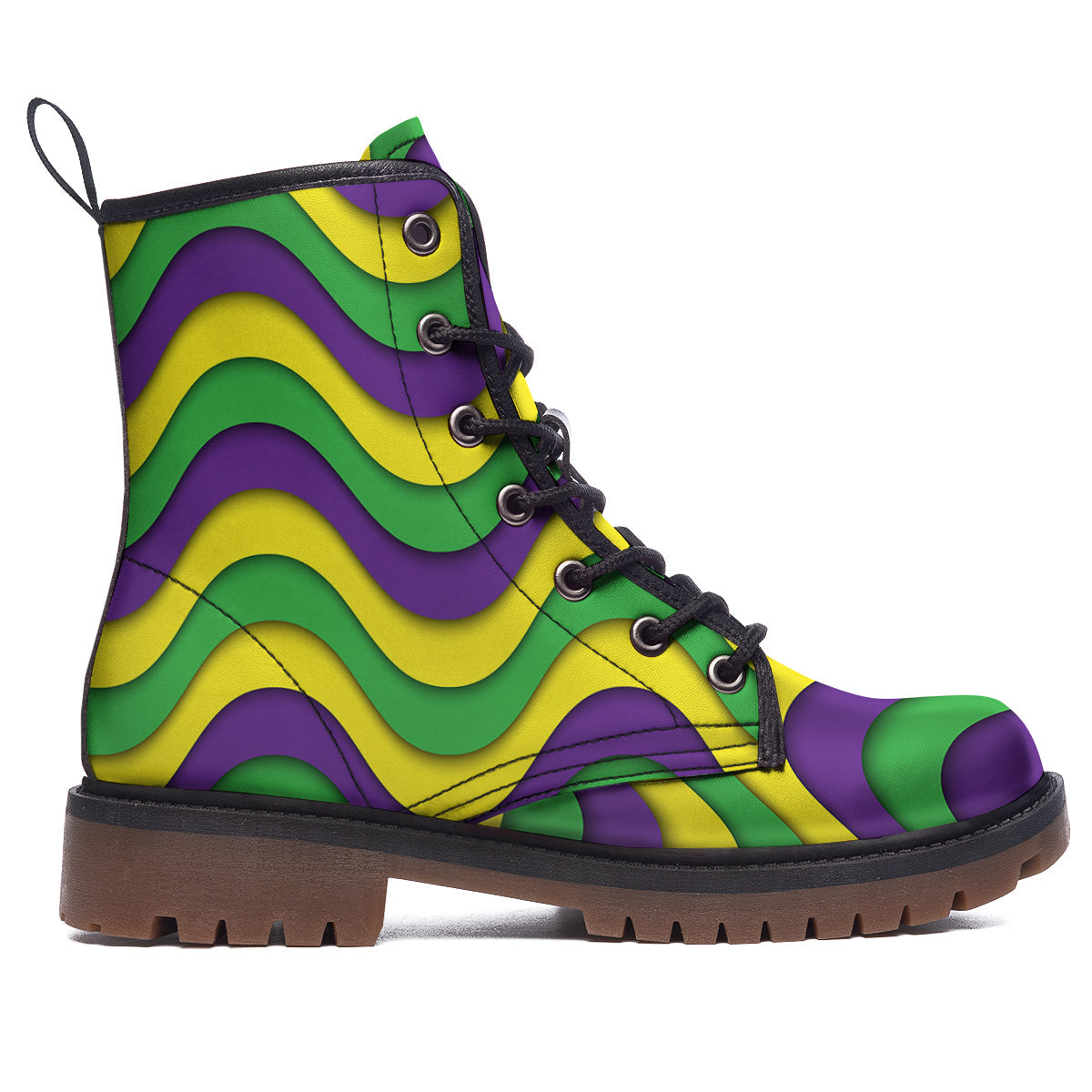 Wave Mardi Gras Print Pattern Work Boots-grizzshop