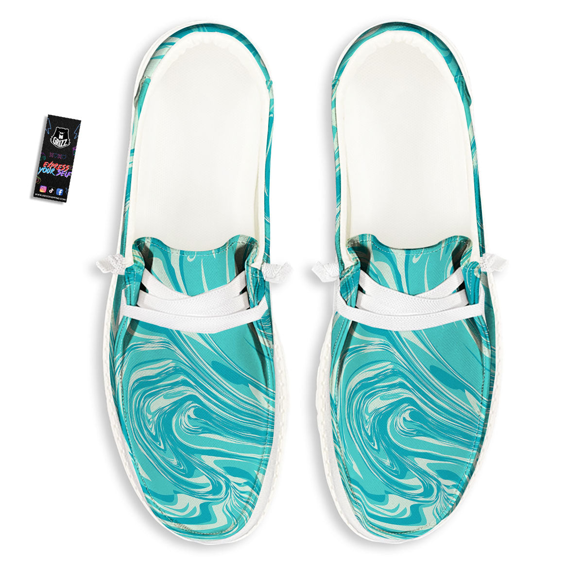 Wave Psychedelic Print Pattern Black Loafers-grizzshop