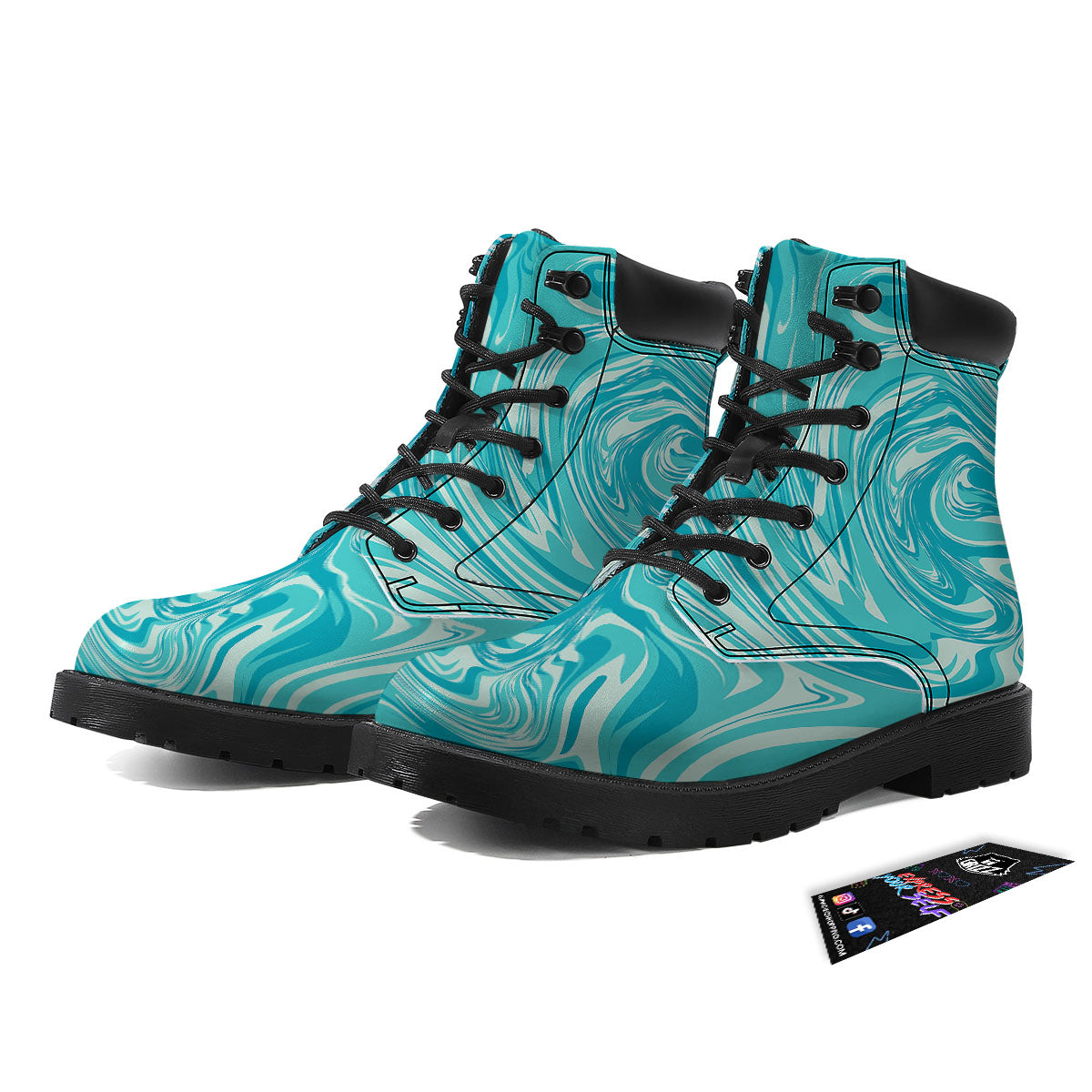 Wave Psychedelic Print Pattern Boots-grizzshop