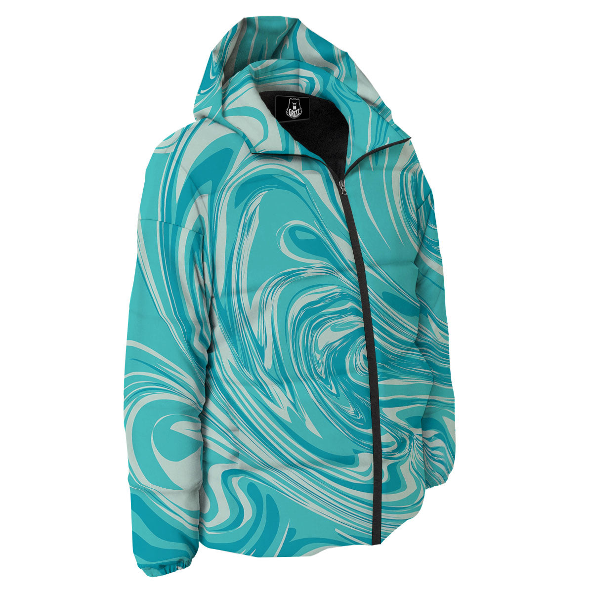 Wave Psychedelic Print Pattern Down Jacket-grizzshop