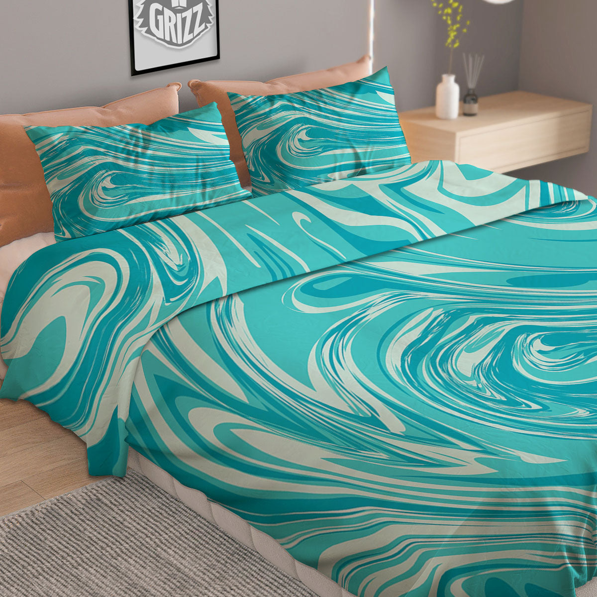 Wave Psychedelic Print Pattern Duvet Cover Bedding Set