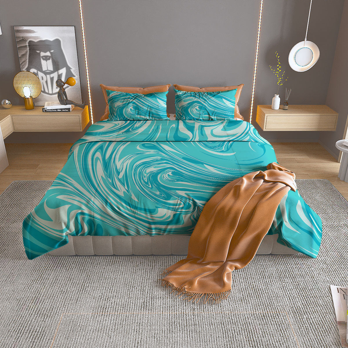 Wave Psychedelic Print Pattern Duvet Cover Bedding Set
