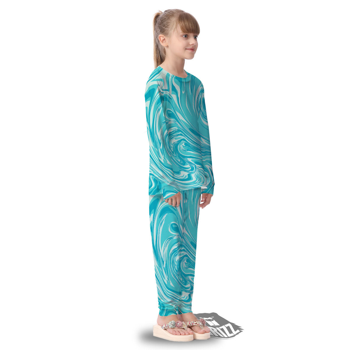 Wave Psychedelic Print Pattern Kid's Pajamas-grizzshop