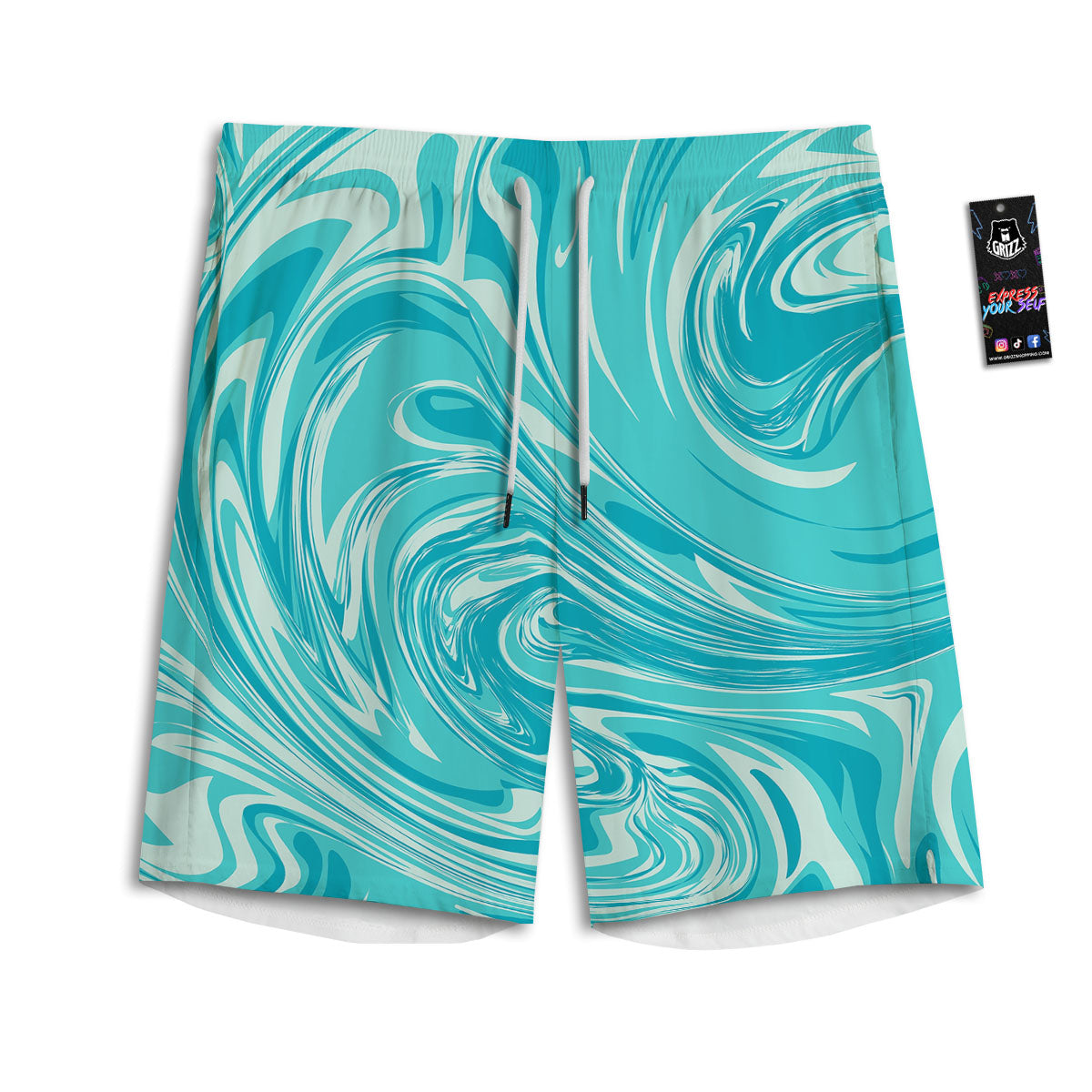 Wave Psychedelic Print Pattern Men's Athletic Shorts