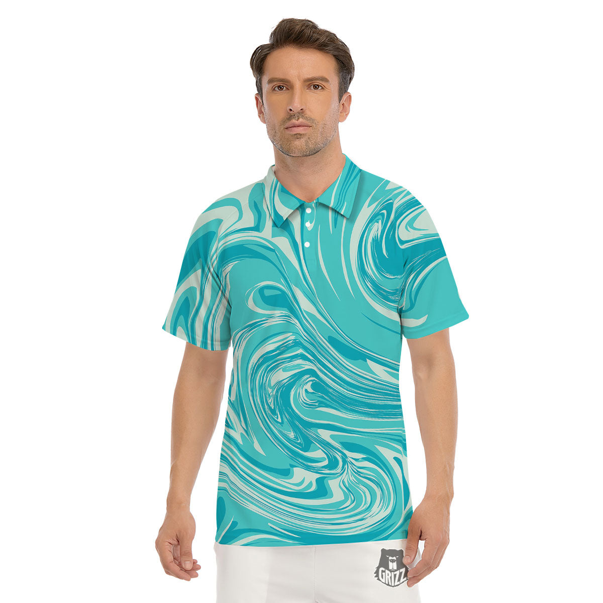 Wave Psychedelic Print Pattern Men's Golf Shirts-grizzshop