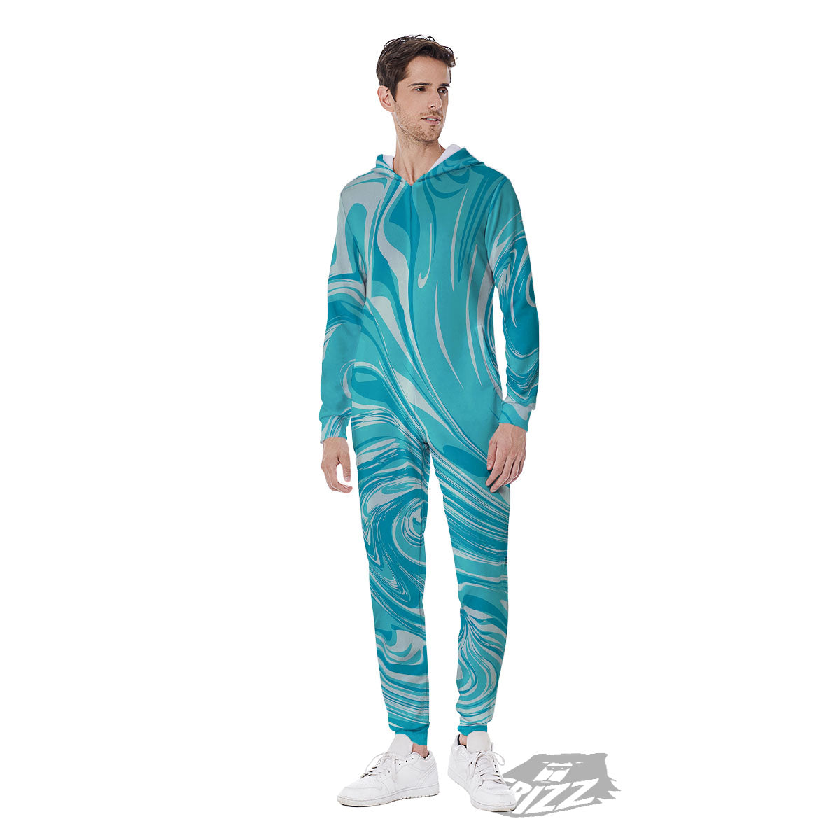 Wave Psychedelic Print Pattern Men's Jumpsuit-grizzshop