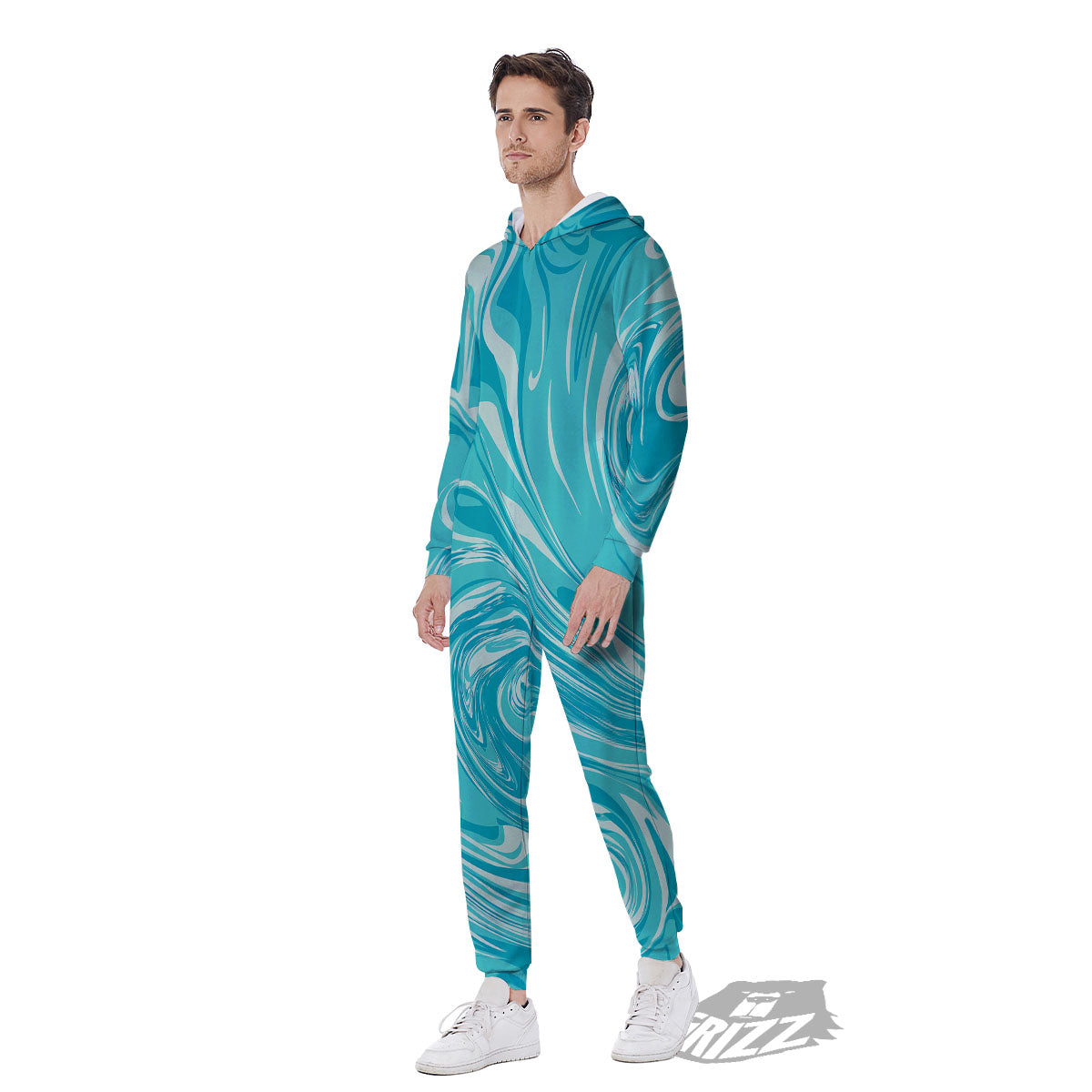 Wave Psychedelic Print Pattern Men's Jumpsuit-grizzshop