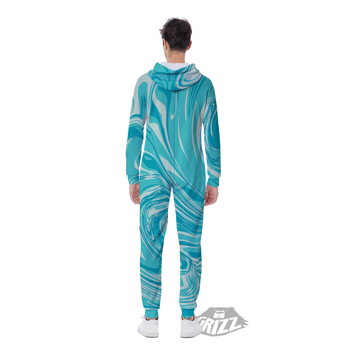Wave Psychedelic Print Pattern Men's Jumpsuit-grizzshop