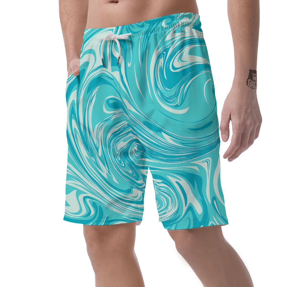 Wave Psychedelic Print Pattern Men's Shorts-grizzshop