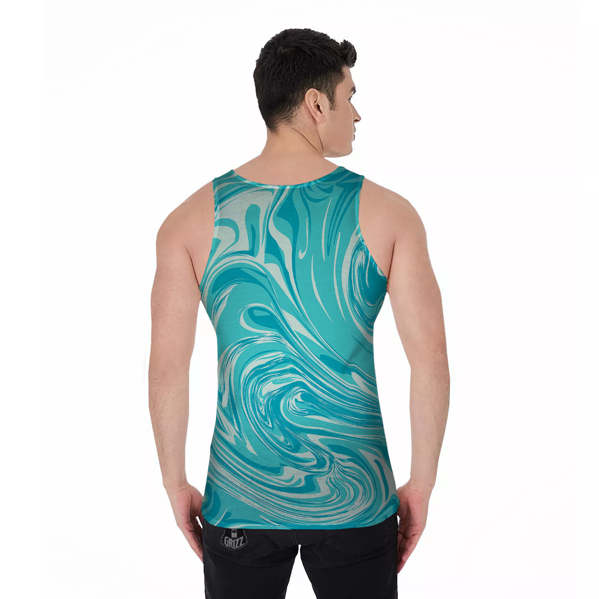 Wave Psychedelic Print Pattern Men's Tank Top-grizzshop