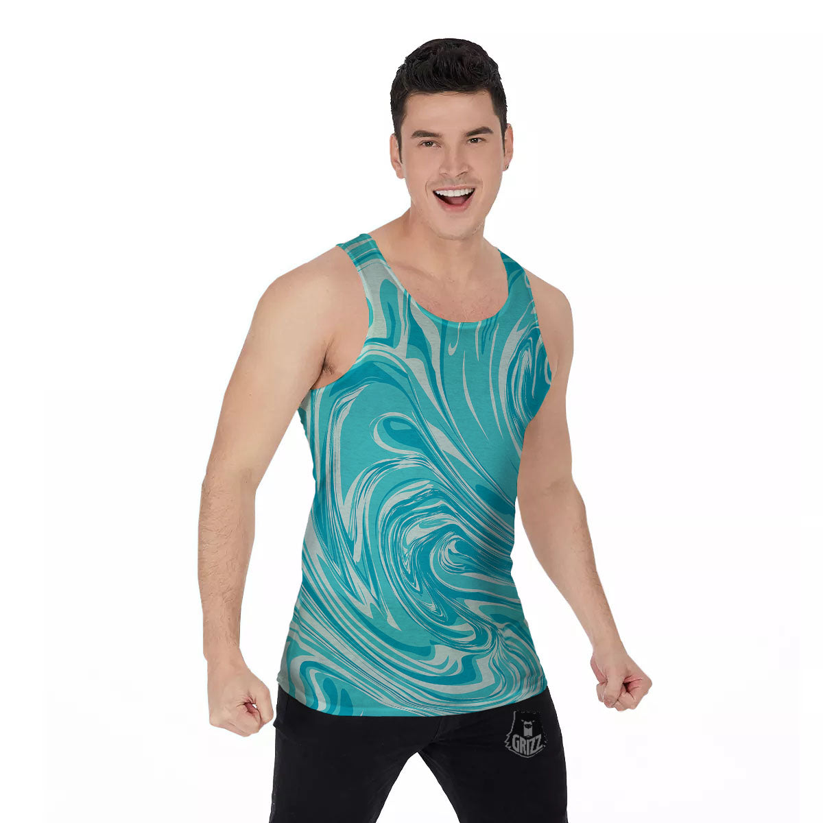 Wave Psychedelic Print Pattern Men's Tank Top-grizzshop