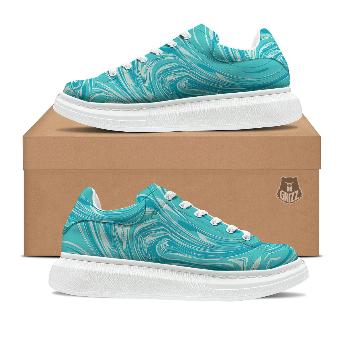 Wave Psychedelic Print Pattern Platform Shoes-grizzshop