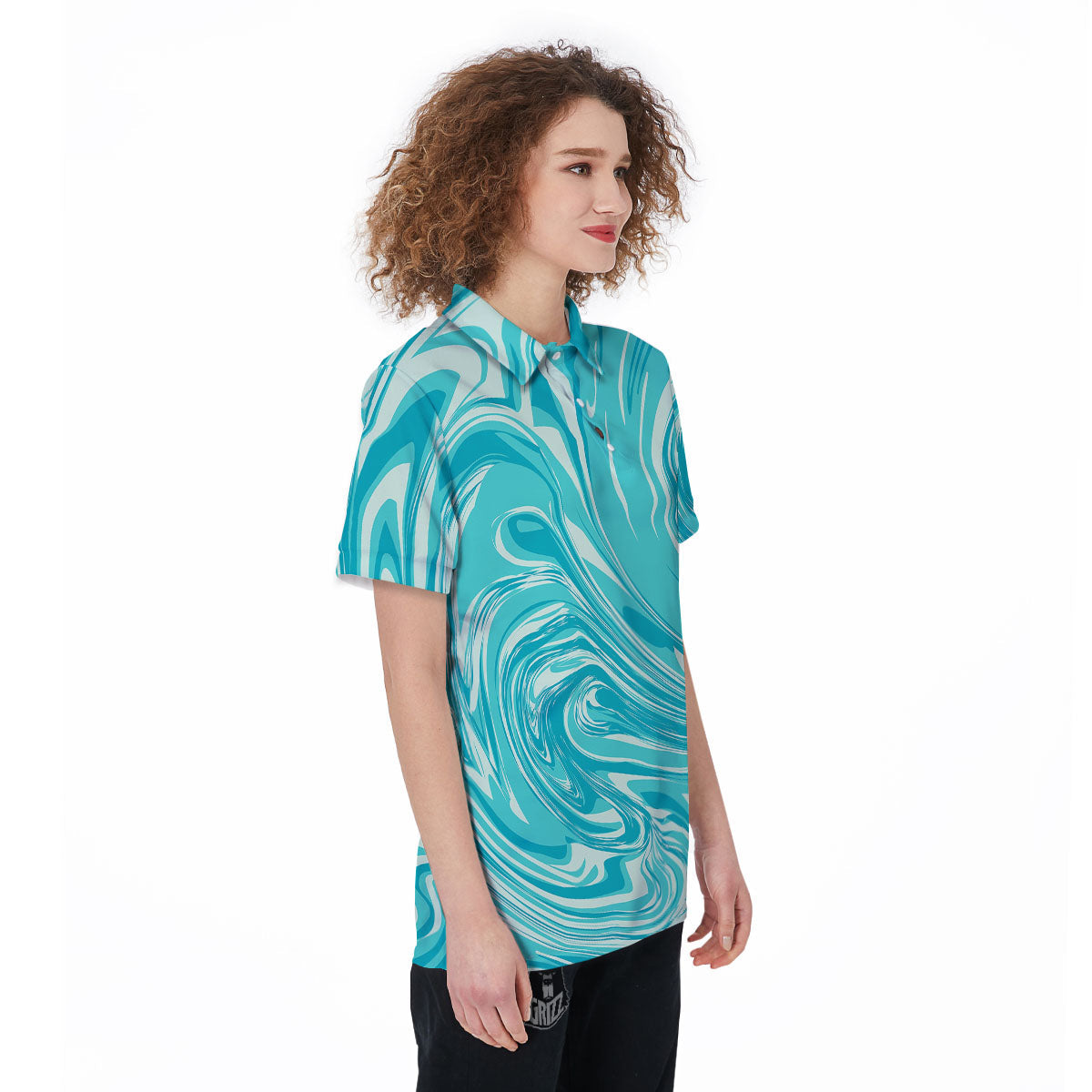 Wave Psychedelic Print Pattern Women's Golf Shirts-grizzshop