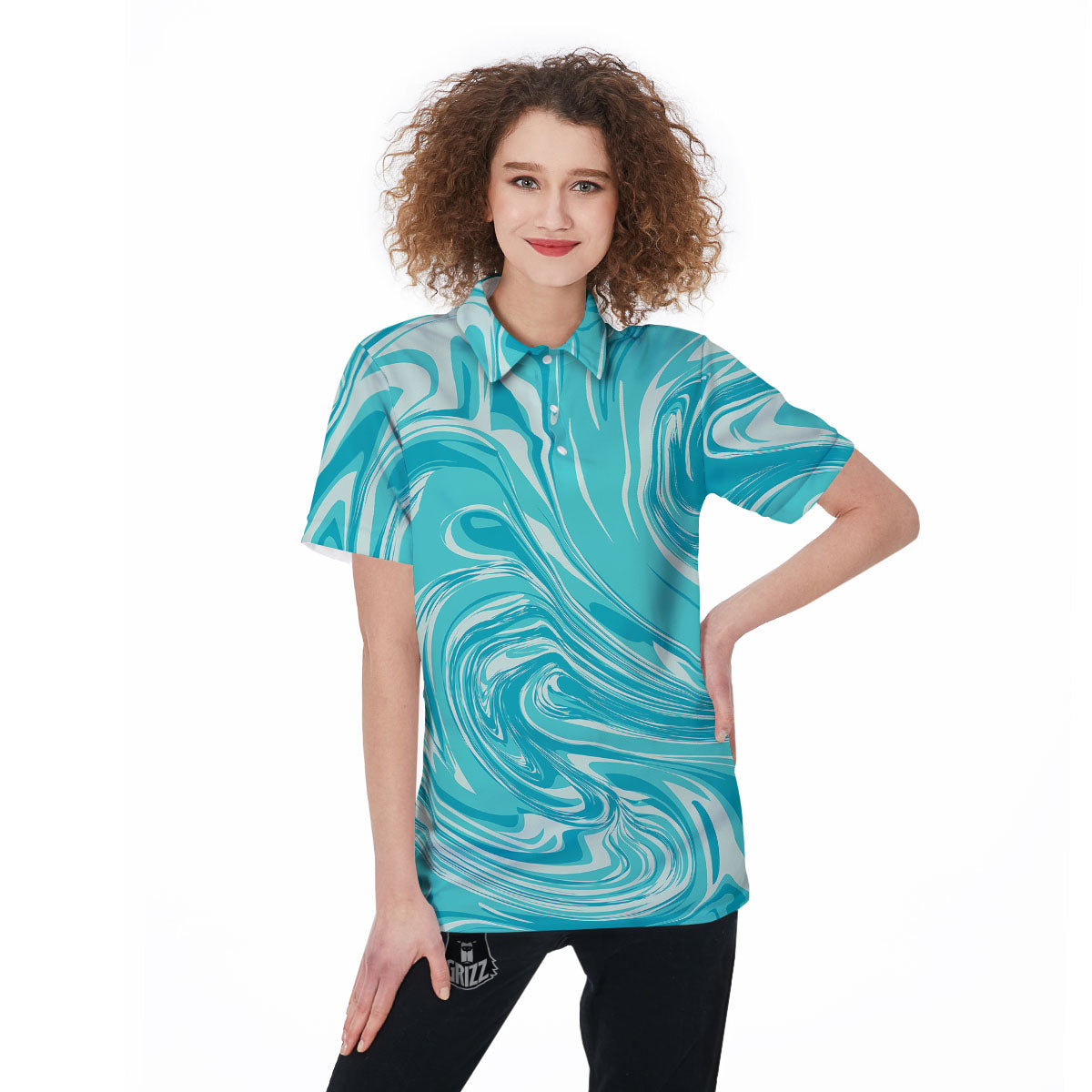 Wave Psychedelic Print Pattern Women's Golf Shirts-grizzshop