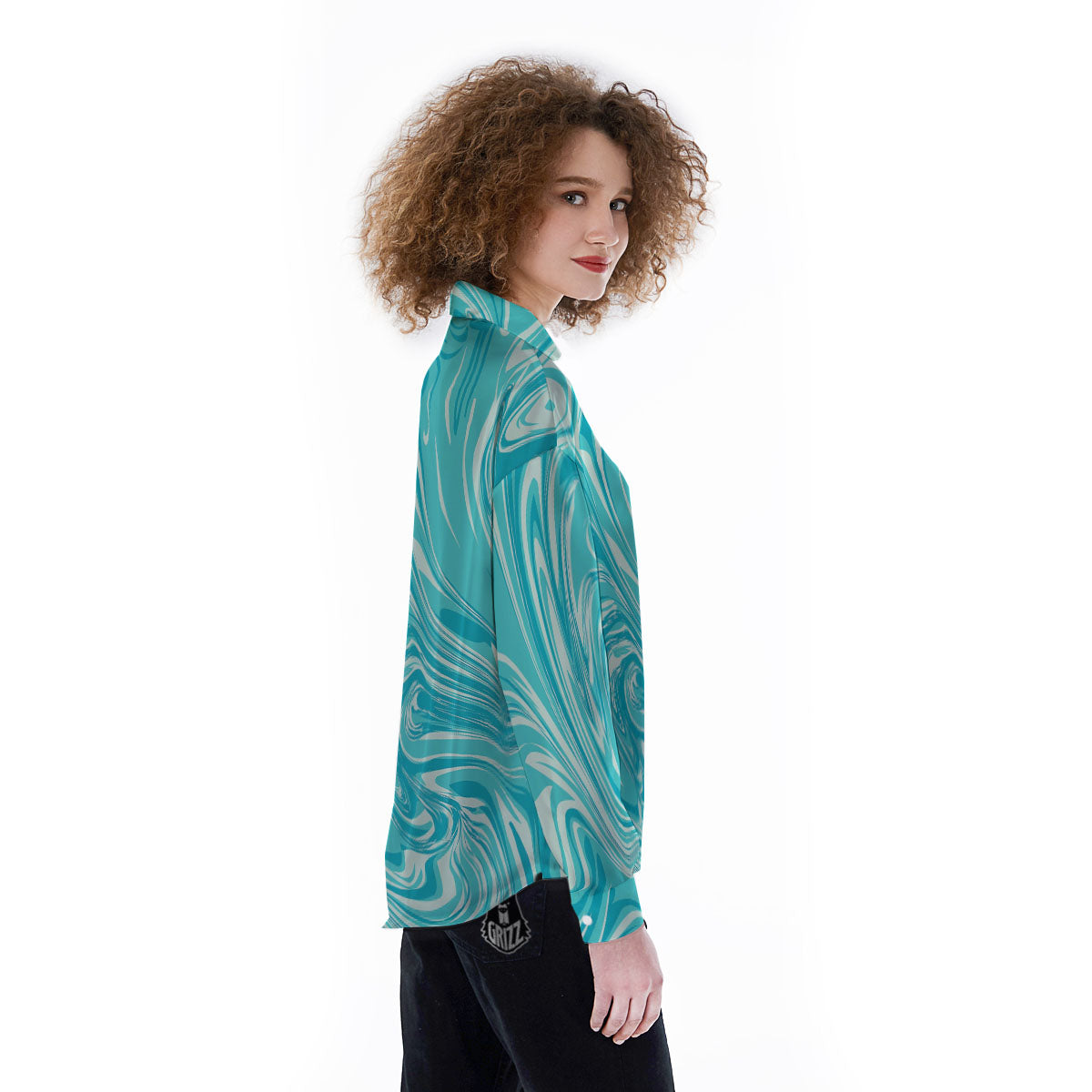 Wave Psychedelic Print Pattern Women's Long Sleeve Shirts-grizzshop