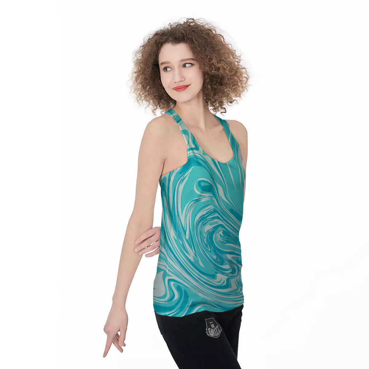 Wave Psychedelic Print Pattern Women's Racerback Tank Top-grizzshop