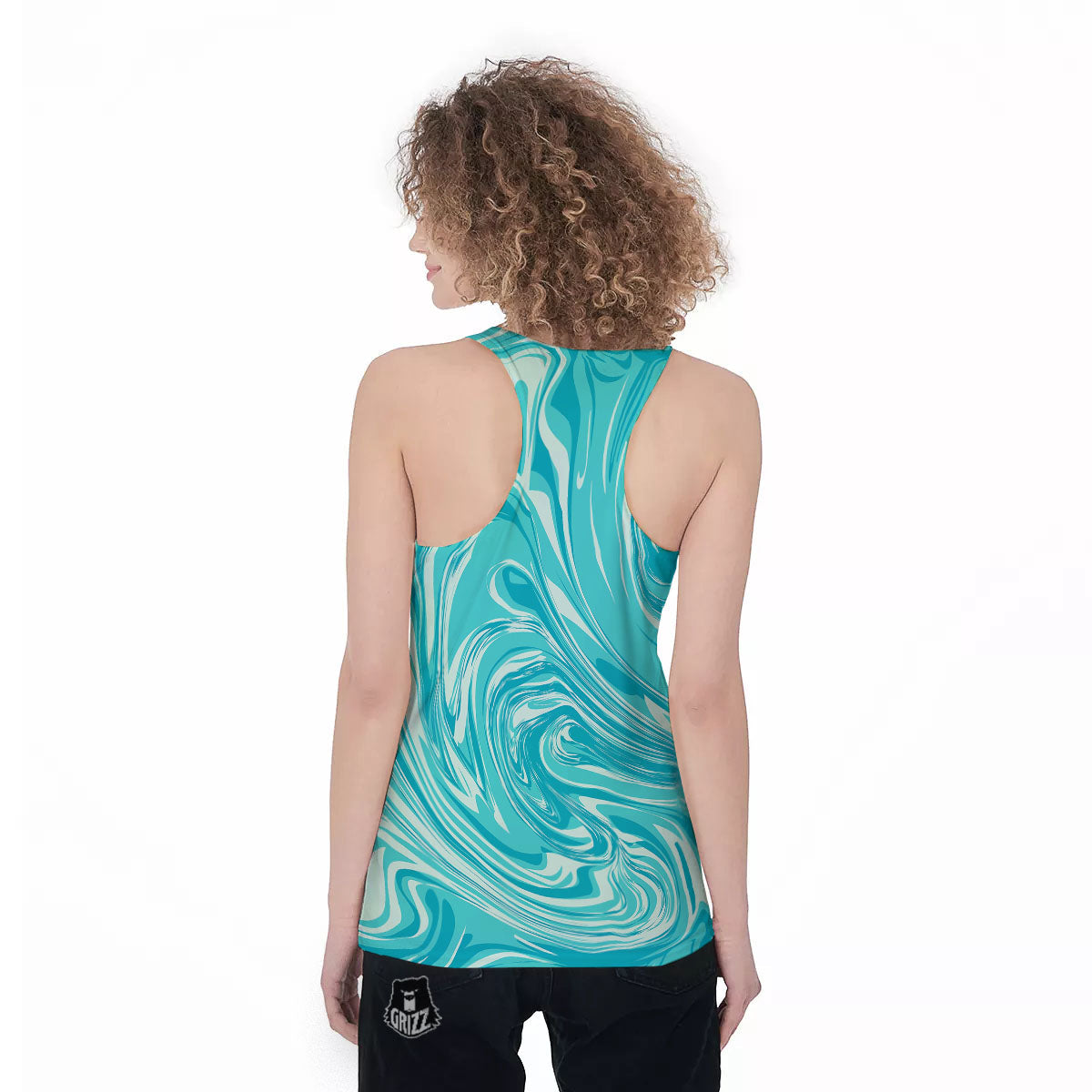 Wave Psychedelic Print Pattern Women's Racerback Tank Top-grizzshop