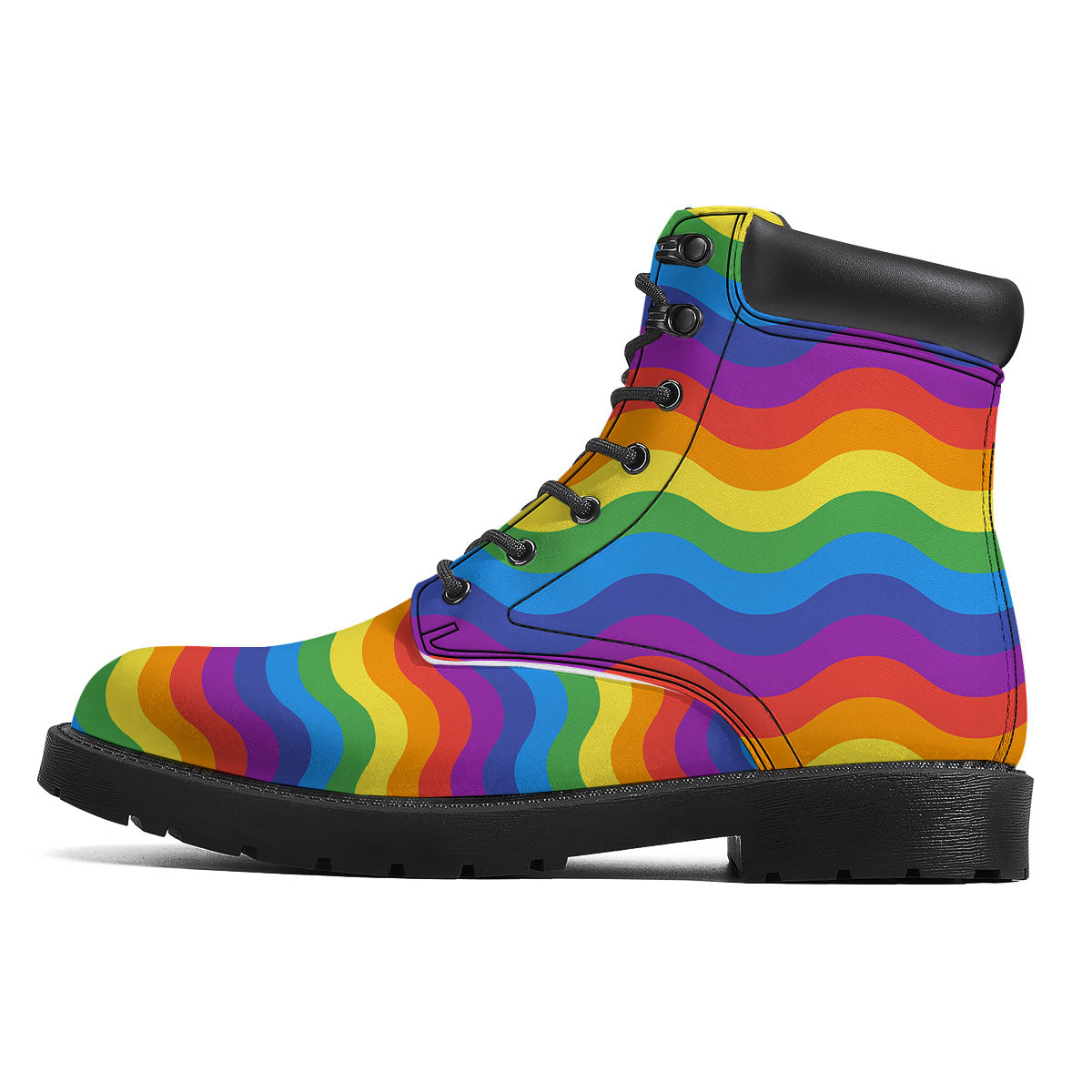 Wave Rainbow Print Pattern Boots-grizzshop
