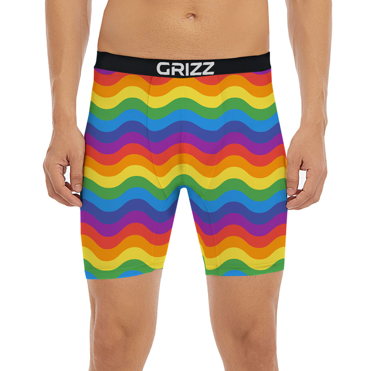 Wave Rainbow Print Pattern Boxer Briefs-grizzshop