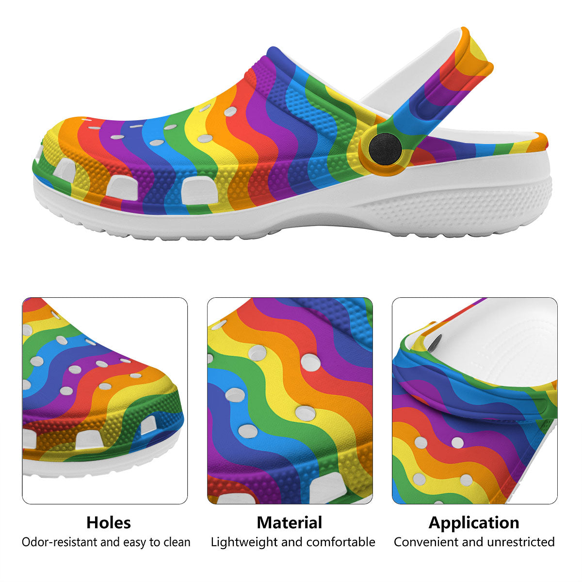 Wave Rainbow Print Pattern Clog-grizzshop