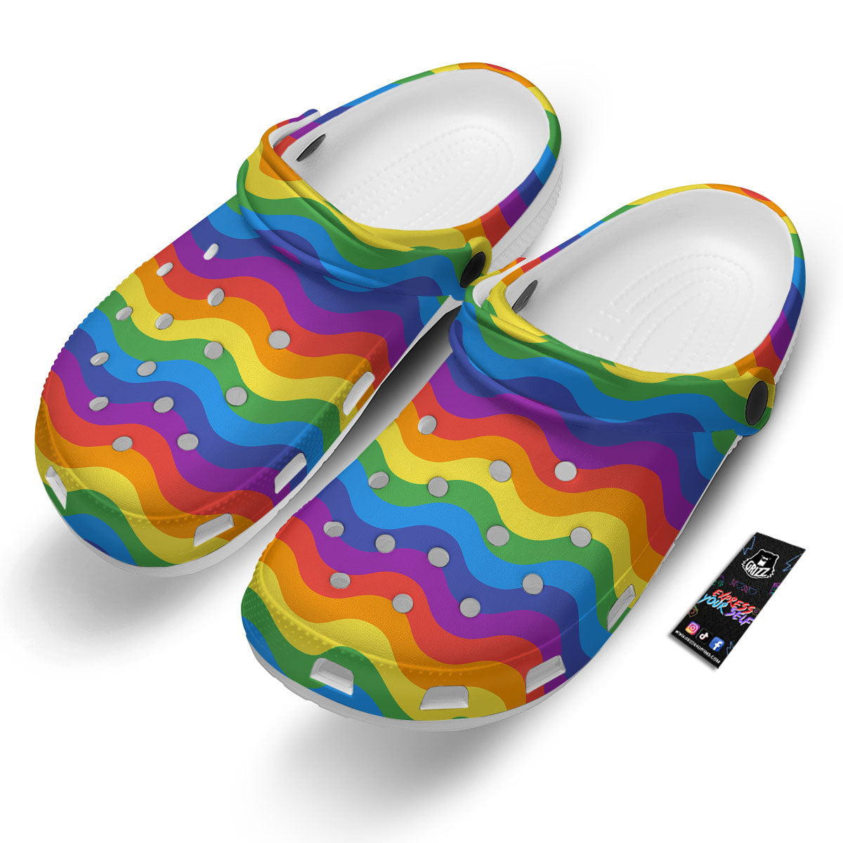 Wave Rainbow Print Pattern Clog-grizzshop