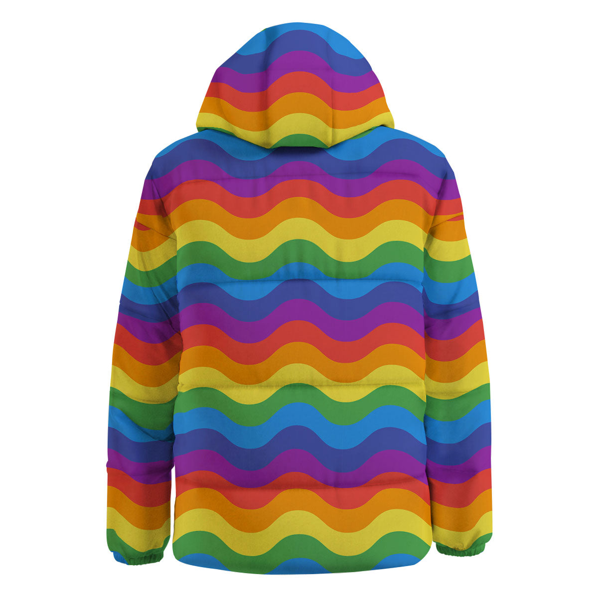 Wave Rainbow Print Pattern Down Jacket-grizzshop