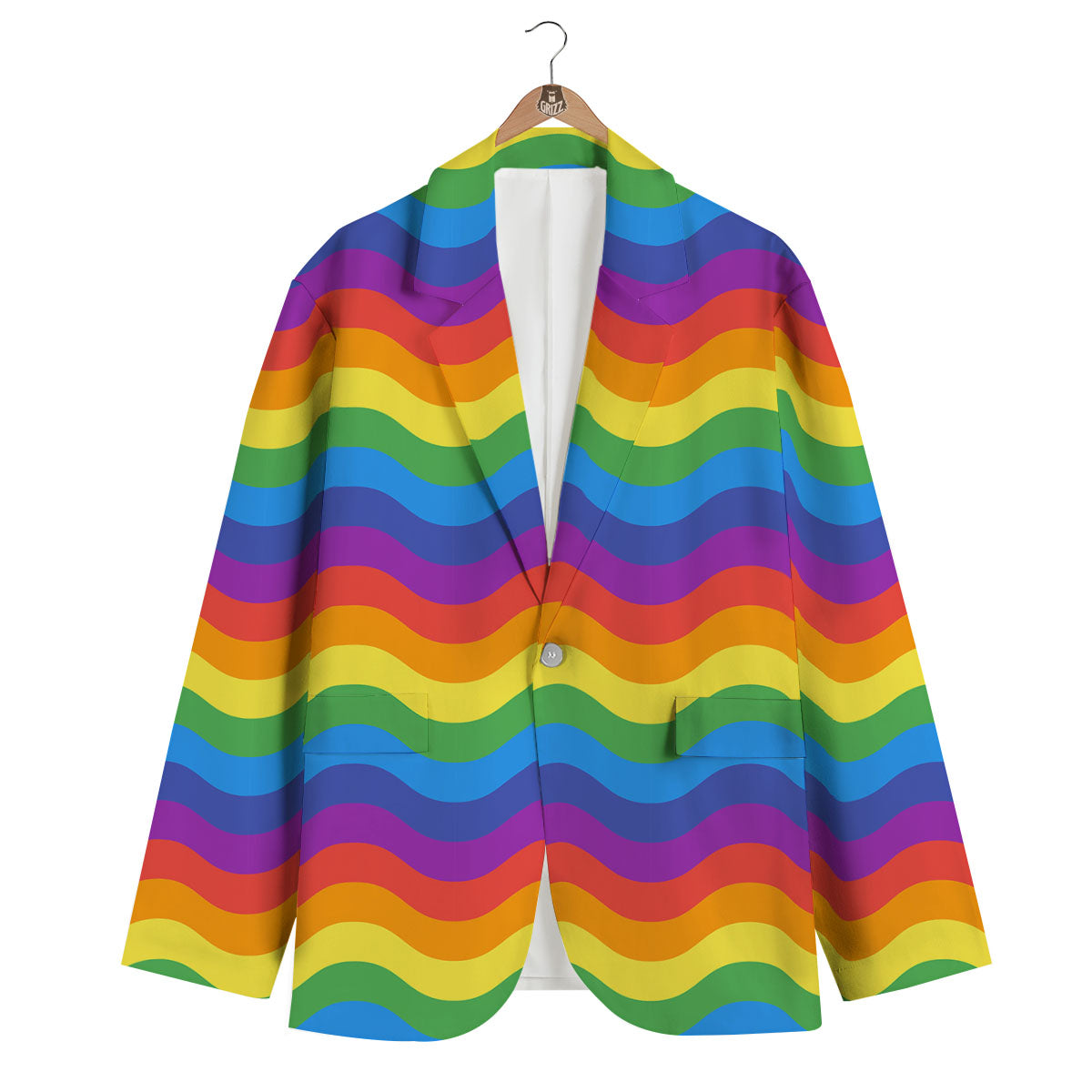 Wave Rainbow Print Pattern Men's Blazer-grizzshop
