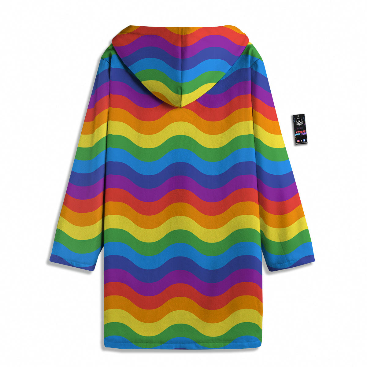 Wave Rainbow Print Pattern Men's Windbreaker Jacket-grizzshop