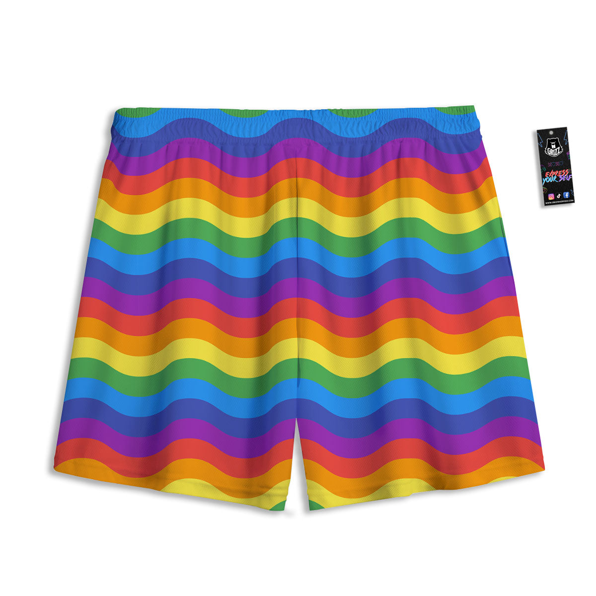 Wave Rainbow Print Pattern Mesh Shorts