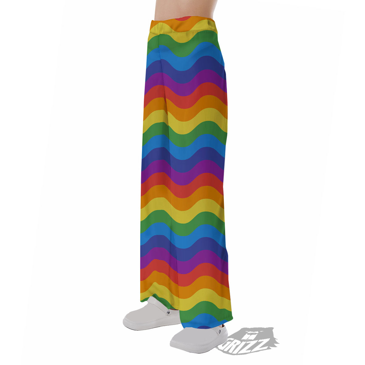 Wave Rainbow Print Pattern Pajama Pants-grizzshop