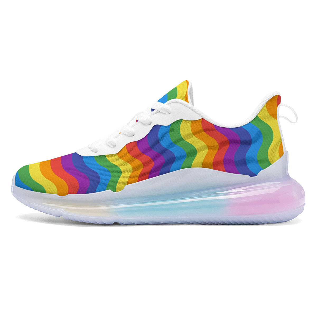 Wave Rainbow Print Pattern Running Sneakers-grizzshop