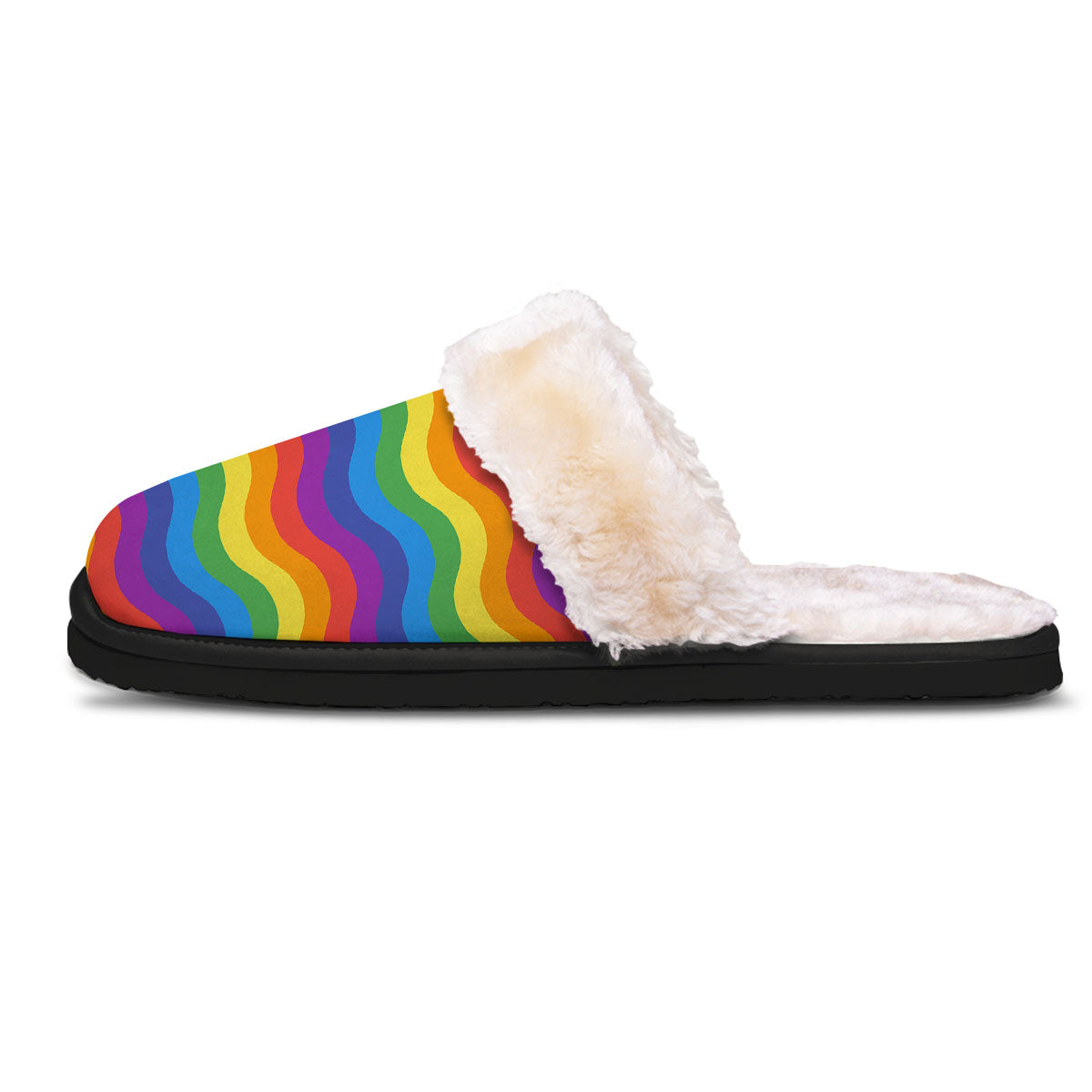 Wave Rainbow Print Pattern Slippers-grizzshop