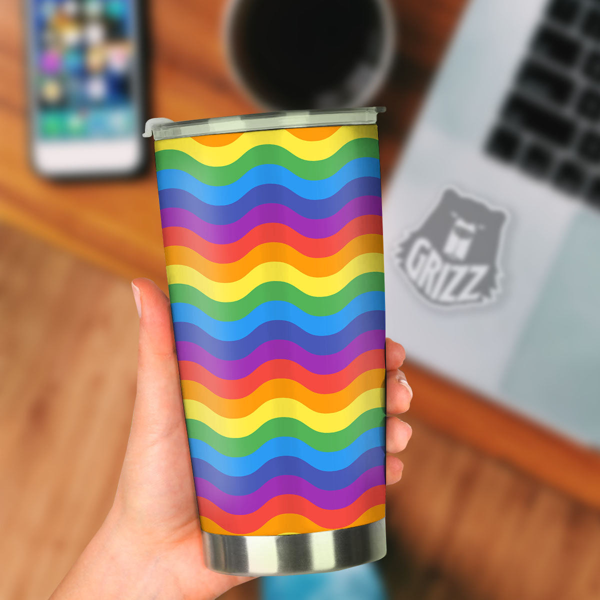 Wave Rainbow Print Pattern Tumbler-grizzshop