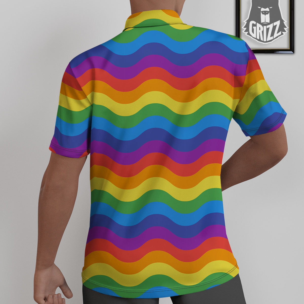 Wave Rainbow Print Pattern Untucked Shirts-grizzshop