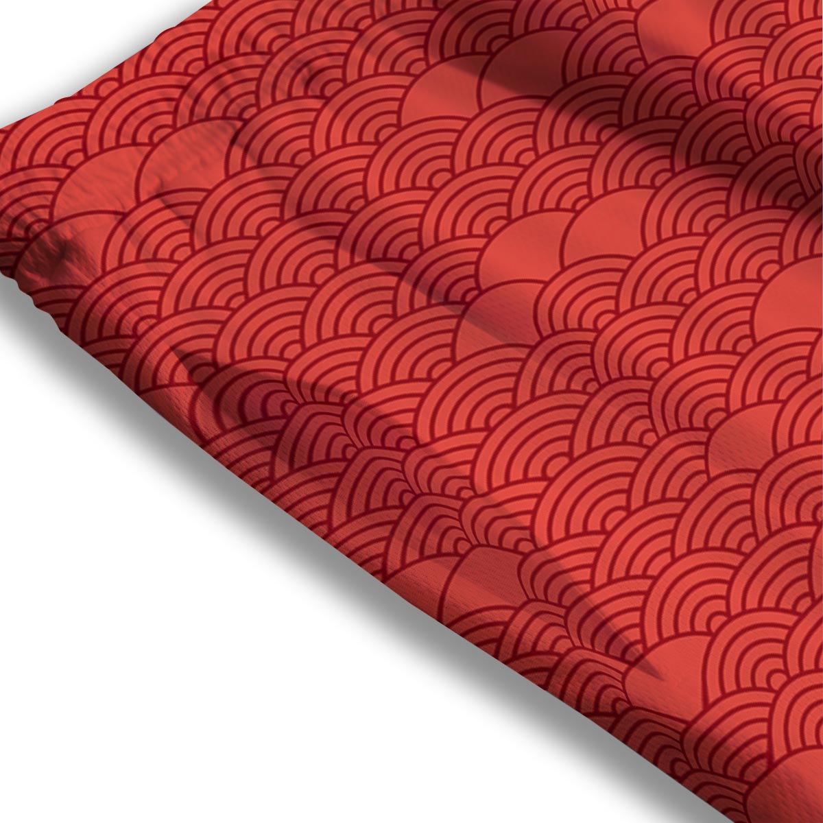 Wave Red Japanese Print Pattern Mesh Shorts