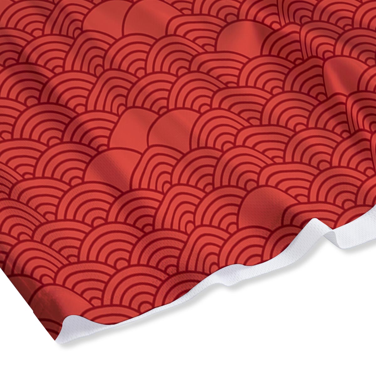 Wave Red Japanese Print Pattern Mesh Shorts