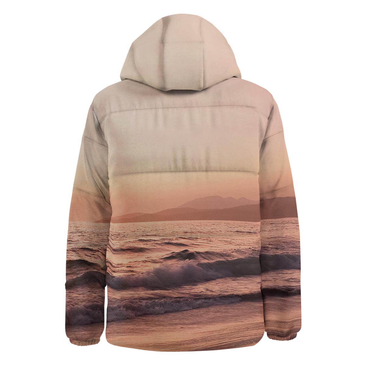 Wave Sunrise Print Down Jacket-grizzshop